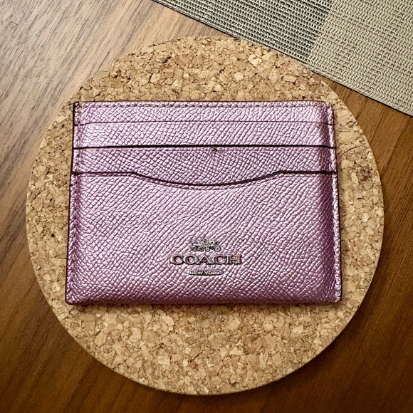 Coach Card Case Wallet Metallic Pink - Picture 1 of 3